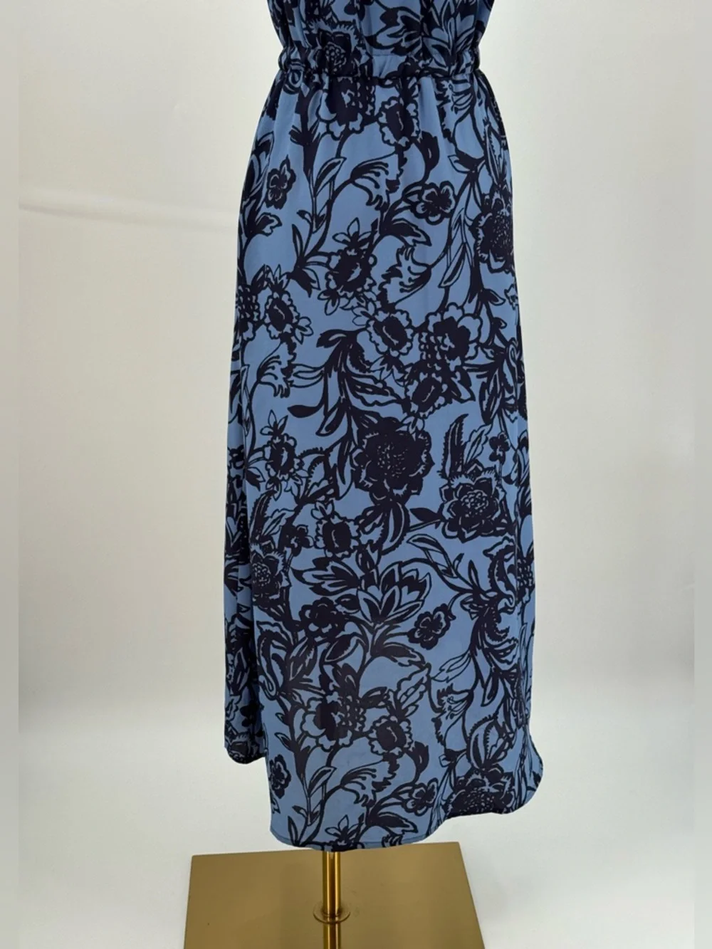 Loft Blue Floral Halter Maxi High Low Keyhole Vacation Summer Boho SZ XS-P - Picture 4 of 13